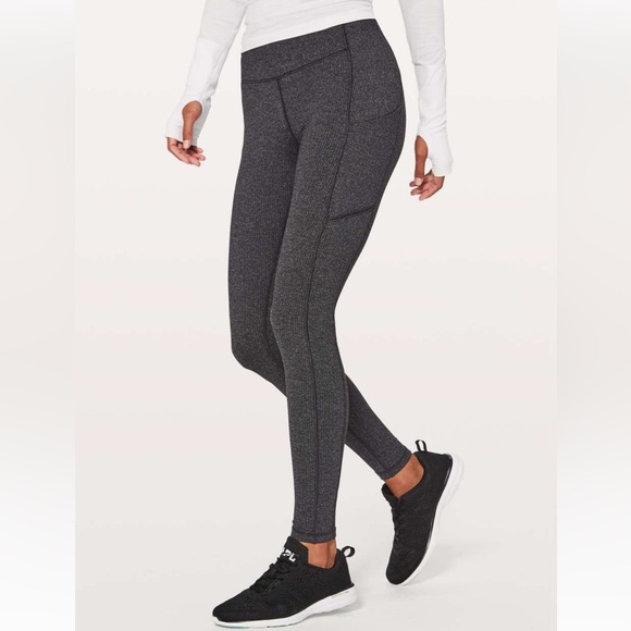 LULULEMON Speed Up Tight 28" Power Luxtreme Variegated Knit Heathered Black - Picture 1 of 16